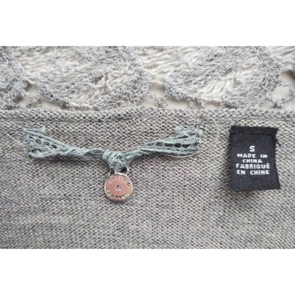 Anthropologie Knitted & Knotted Gray Open Front Knit Wool Blend Cardigan Sz S - Picture 4 of 8